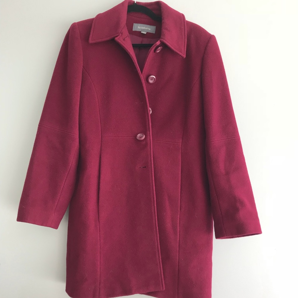 Liz Claiborne burgundy wool coat